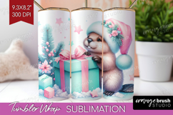 Beaver Pastel Christmas Tumbler Wrap Coquette Xmas Tumbler Product Image 1