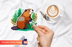 Beaver Coloures Sticker, Animal Sticker, Beaver Art Sticker Product Image 1