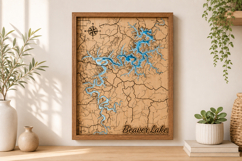 Beaver Lake 3D Wooden Map Laser Cut Files Product Image 2
