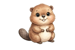 Cartoon Beaver Png Design |Forest Png Product Image 1