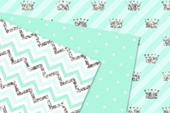 Aqua and Silver Glitter Digital Paper Product Image 3