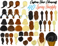 SpringHairstyles Clipart DIY Fashion Character Builder PNG Product Image 2