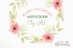 Watercolor Sweet Peach Coral Clipart Wreaths Flowers Garlands Floral  Product Image 5