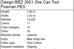 She Can Too! Firefighter Machine Embroidery Design Product Image 2