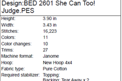 She Can Too! Judge Machine Embroidery Design Product Image 2