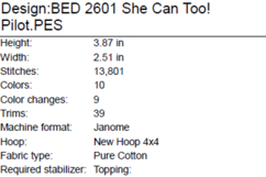 She Can Too! Pilot Machine Embroidery Design Product Image 2
