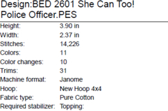 She Can Too! Police Officer Machine Embroidery Design Product Image 2