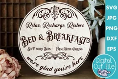 Vintage Farmhouse Home Round Sign Svg | Bed And Breakfast Product Image 1