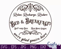 Vintage Farmhouse Home Round Sign Svg | Bed And Breakfast Product Image 2