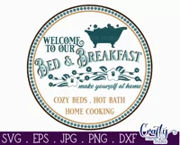 Vintage Farmhouse Home Round Sign Svg | Bed And Breakfast Product Image 2