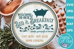 Vintage Farmhouse Home Round Sign Svg | Bed And Breakfast Product Image 1