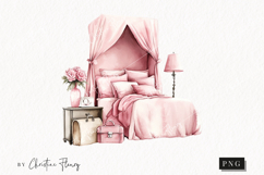 Watercolor Pink Bedroom | Letter Clipart Product Image 1