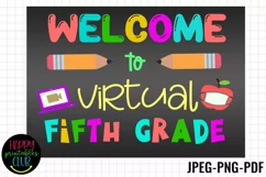 Chalkboard Back to School Fifth Grade Sign- First Day School Product Image 1