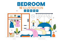 10 Bedroom Vector Illustration Product Image 1