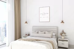 Interior mockup, Bedroom mockup, PSD JPG PNG Product Image 1