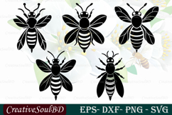 Bee Silhouette Printable Vector Design Cut File Product Image 1