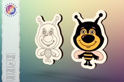 Cartoon bee laser cut file, cute insect vector template Product Image 1
