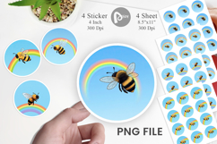 Bee with Rainbow Sticker Product Image 1