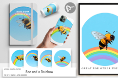 Digital Paper Bee with Rainbow Product Image 1