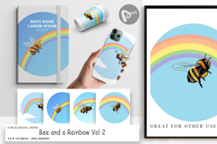 Digital Paper Bee with Rainbow Product Image 1