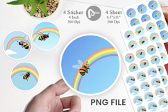 Bee with Rainbow Sticker Product Image 1