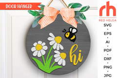 welcome daisy sign svg, bee daisy sign svg, daisy hanger svg, summer door sign svg, welcome sign svg, honey wood sign dxf, spring door sign svg, round hanging sign svg, laser cut file, layered sign svg, farm sign svg, seasonal sign svg, countryside sign
