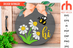 welcome daisy sign svg, bee daisy sign svg, daisy hanger svg, summer door sign svg, welcome sign svg, honey wood sign dxf, spring door sign svg, round hanging sign svg, laser cut file, layered sign svg, farm sign svg, seasonal sign svg, countryside sign