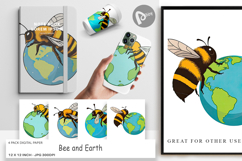 Digital Paper Bee with Earth Product Image 1