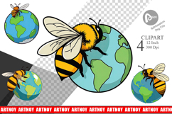 Bee with Earth Clipart Product Image 1