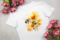 Bee and Flowers Watercolor Sublimation Clipart Product Image 4