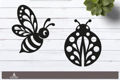 Bee and Ladybug SVG Design Silhouette 