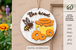 Bee and Sunflower Round Signs Bundle Laser Cut Product Image 13