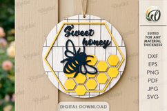 Bee Round Sign Laser Cut. Honey Bee. Sweet Honey SVG Product Image 1