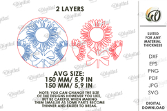Sunflower Round Sign Laser Cut. Wall Hanger SVG Product Image 2