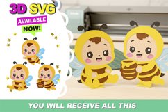 Baby Bee 3D SVG Product Image 1