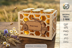 3D Bee Box Laser Cut. Honey Jar Storage Box SVG Product Image 1