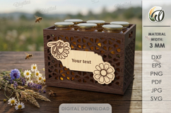 3D Bee Box Laser Cut. Honey Jar Storage Box SVG Product Image 1