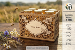 3D Bee Box Laser Cut. Honey Jar Storage Box SVG Product Image 1