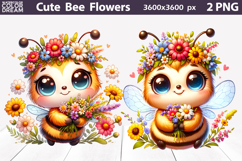 Cute Bee Clipart | Wildflower Crown Bumblebees Product Image 1