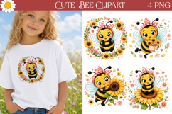 Cute Bee Clipart | Sunflowers Bee Sublimation PNG Product Image 1