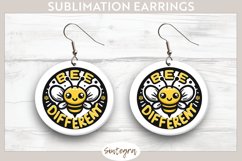 Bee Different v3 Round Earrings Sublimation Product Image 1