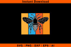 Retro Bee SVG | Colorful Striped Insect Cut File Product Image 1