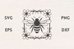 Bee with flower frame SVG Product Image 1