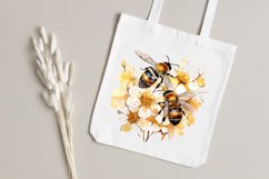 Bee and Flowers Watercolor Sublimation Clipart Product Image 5