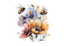 Bee Flowers Watercolor Sublimation, Bee Flowers Watercolor, Bee Flowers, Sublimation Design, Digital Download,Watercolor Clipart, Art, Illustration, Instant Download, Digital, Sublimation, Printable, Print On Demand, Bundle Clipart, Watercolor,