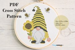 Bee Gnome Cross Stitch Pattern - Digital Download PDF Product Image 1