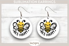 Bee Happy v1 Round Earrings Sublimation Product Image 1