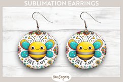 Bee Happy v10 Round Earrings Sublimation Product Image 1