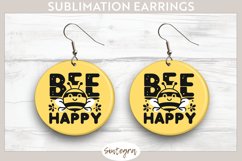 Bee Happy v3 Round Earrings Sublimation Product Image 1