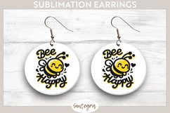 Bee Happy v4 Round Earrings Sublimation Product Image 1
